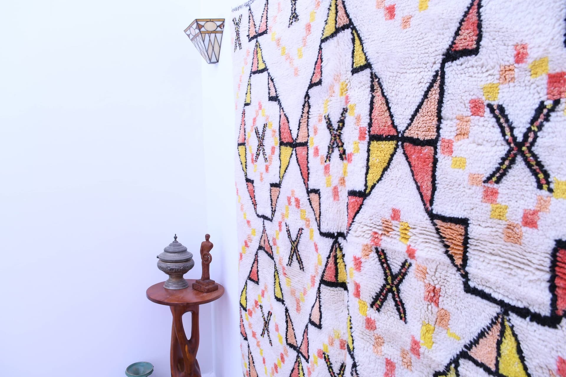 Marockansk Matta Handgjord Ull 6x6 - Elfenben Neutral Geometrisk Boho Matta för Vardagsrum Sovrum Beni Ourain - Image 3