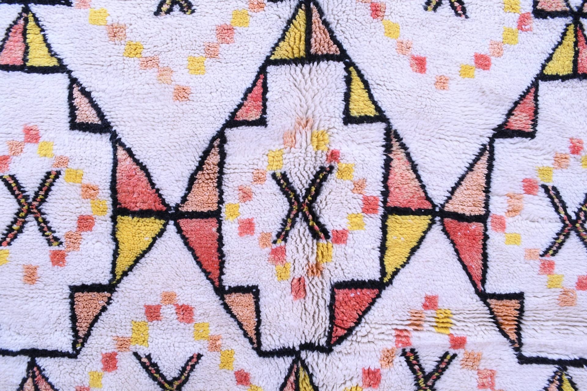 Marockansk Matta Handgjord Ull 6x6 - Elfenben Neutral Geometrisk Boho Matta för Vardagsrum Sovrum Beni Ourain - Image 4