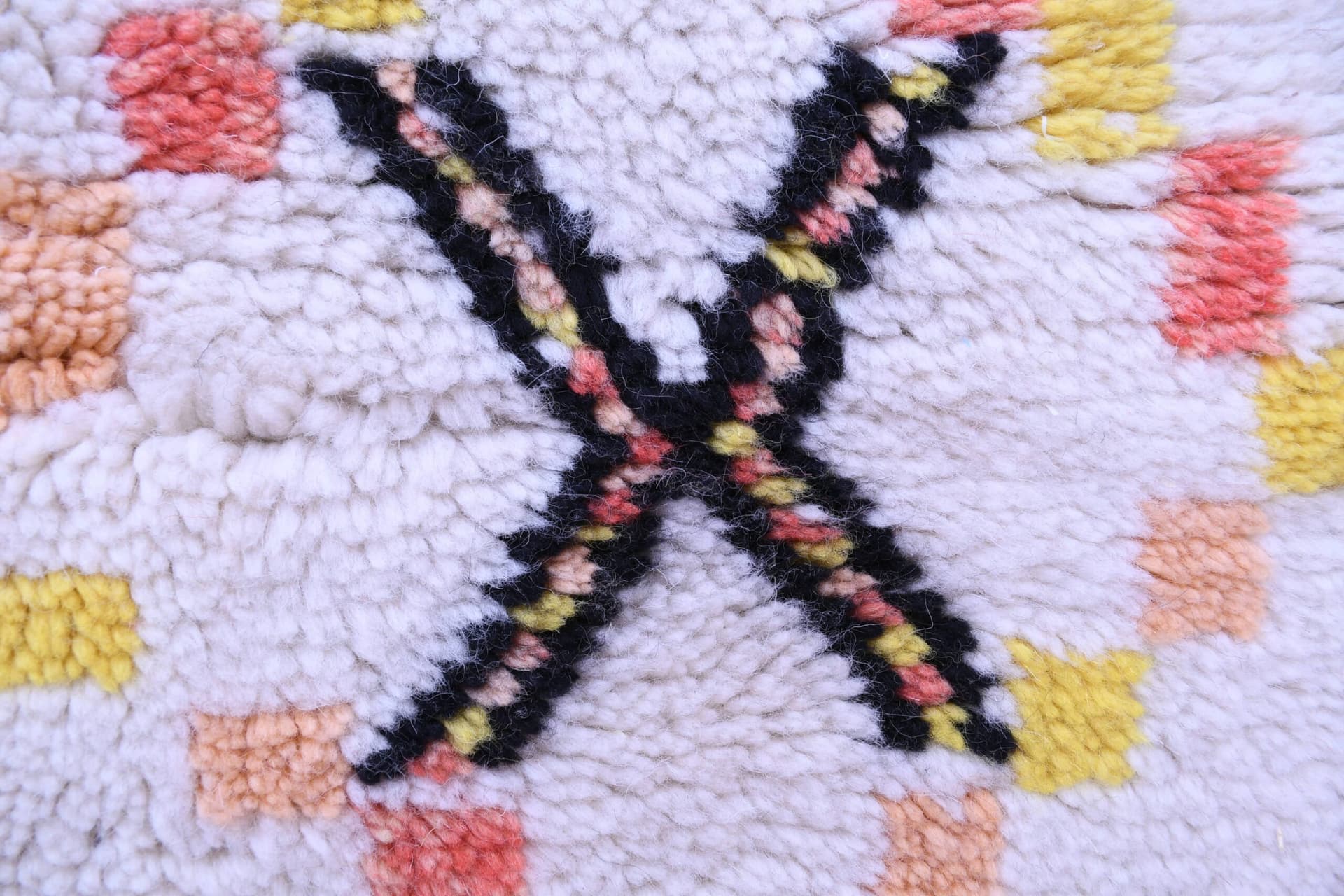 Marockansk Matta Handgjord Ull 6x6 - Elfenben Neutral Geometrisk Boho Matta för Vardagsrum Sovrum Beni Ourain - Image 9