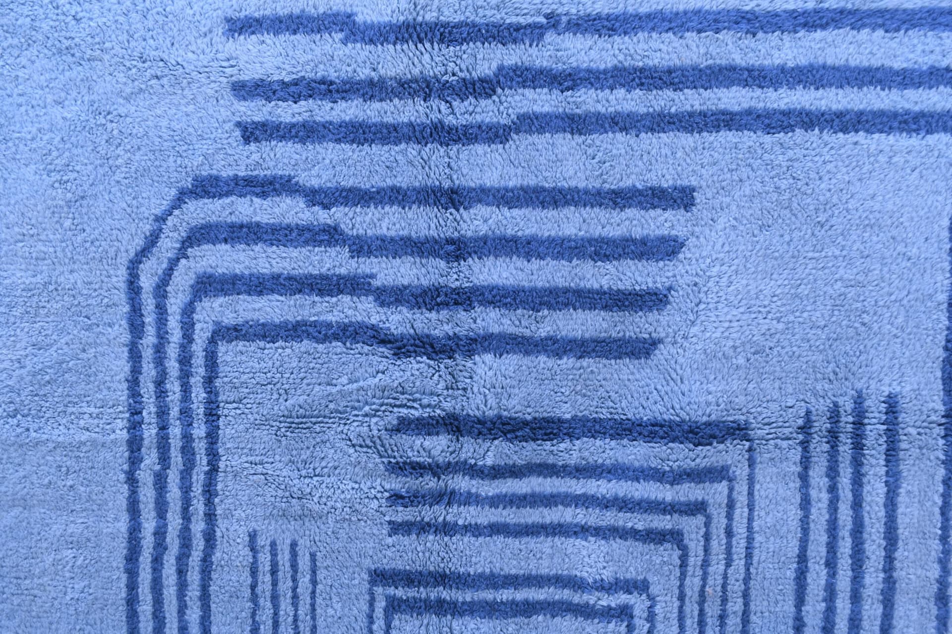 Moroccan Rug Handmade Wool 7x10 - Blue Minimalist Modern Area Rug for Living Room Bedroom - Authentic Mrirt Berber - Image 4