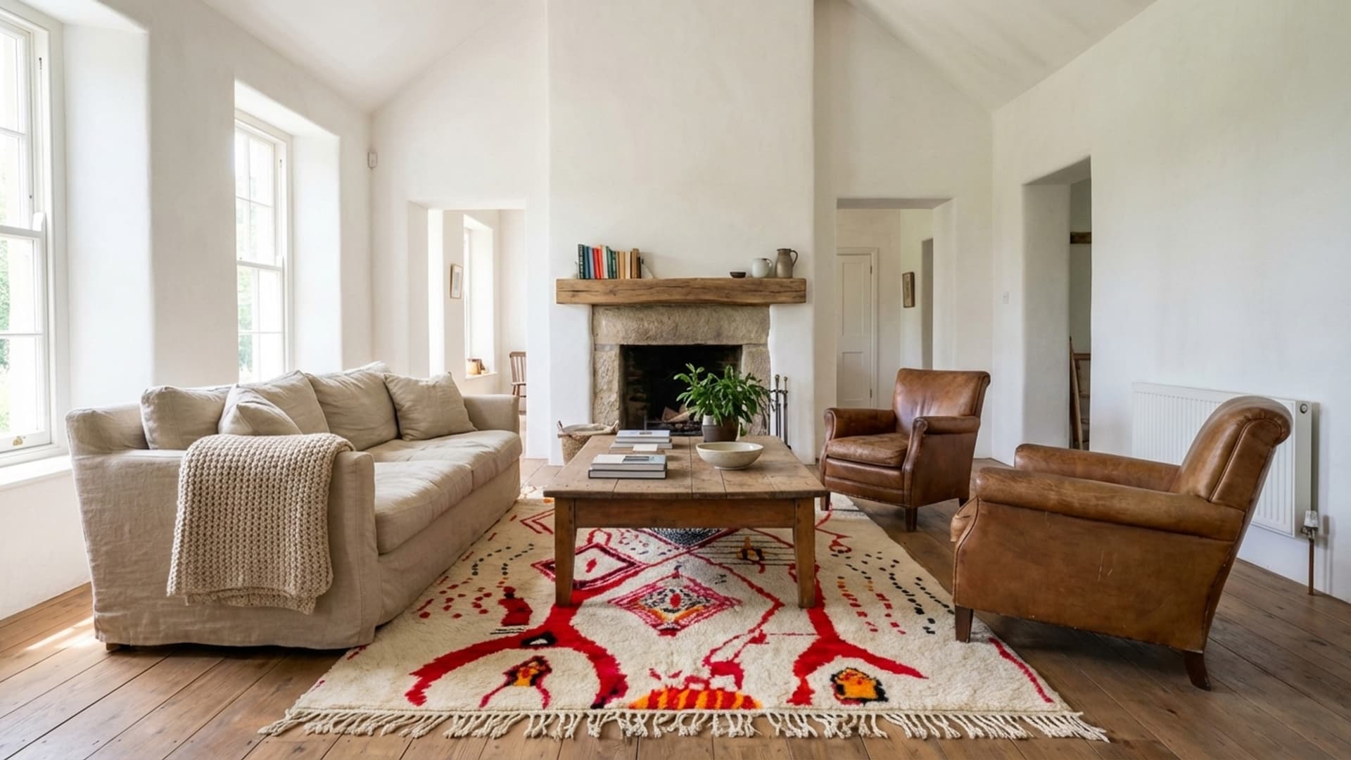 Marokkanischer Teppich Handgefertigt Wolle 8x10 - Elfenbein Neutral Moderner Boho Teppich für Wohnzimmer Schlafzimmer - Berber - Image 3