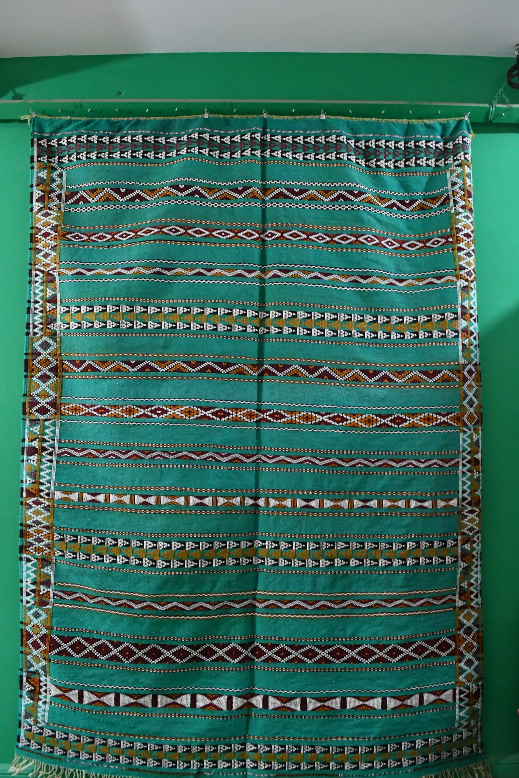 Moroccan Rug Handmade Wool 8x11 - Teal Green Modern Boho Area Rug for Living Room Bedroom - Zemmour - Image 2