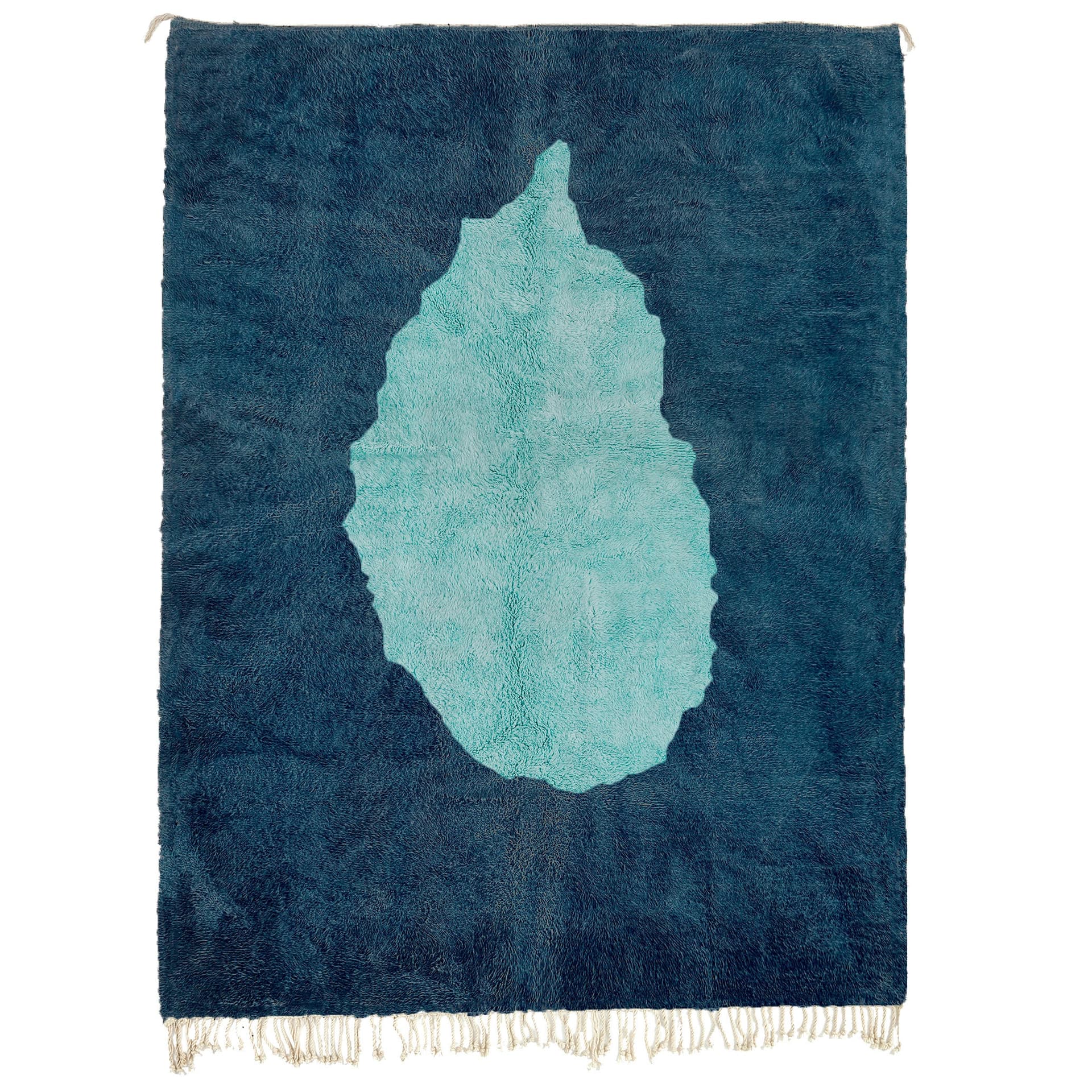 Marokkanischer Teppich Mrirt 8x10 Wolle Marineblau Aqua Minimalistisch Wohnzimmer - Image 4