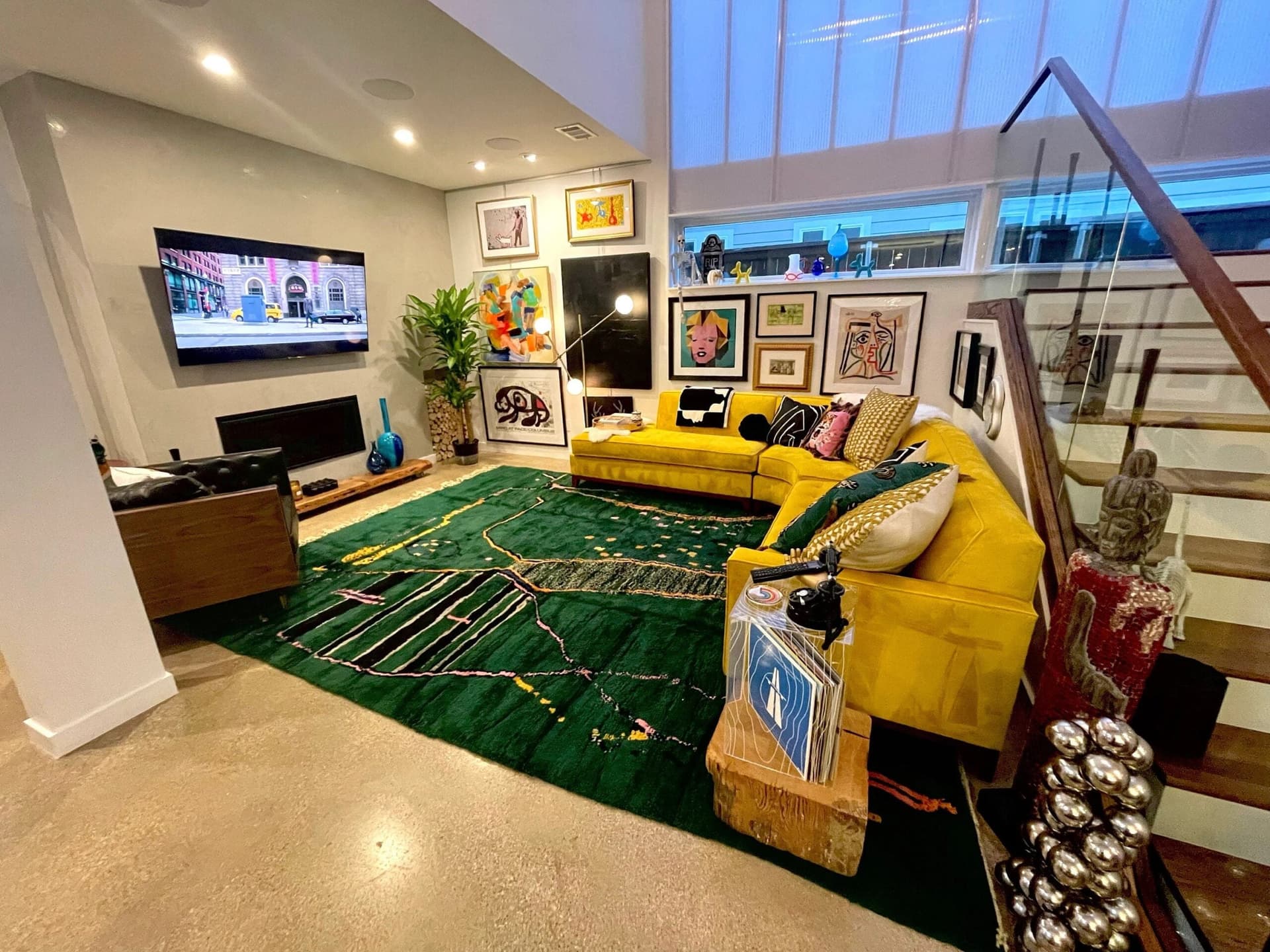 Moroccan Rug Handmade Wool Custom Size - Emerald Green Boho Modern Area Rug for Living Room Bedroom Berber