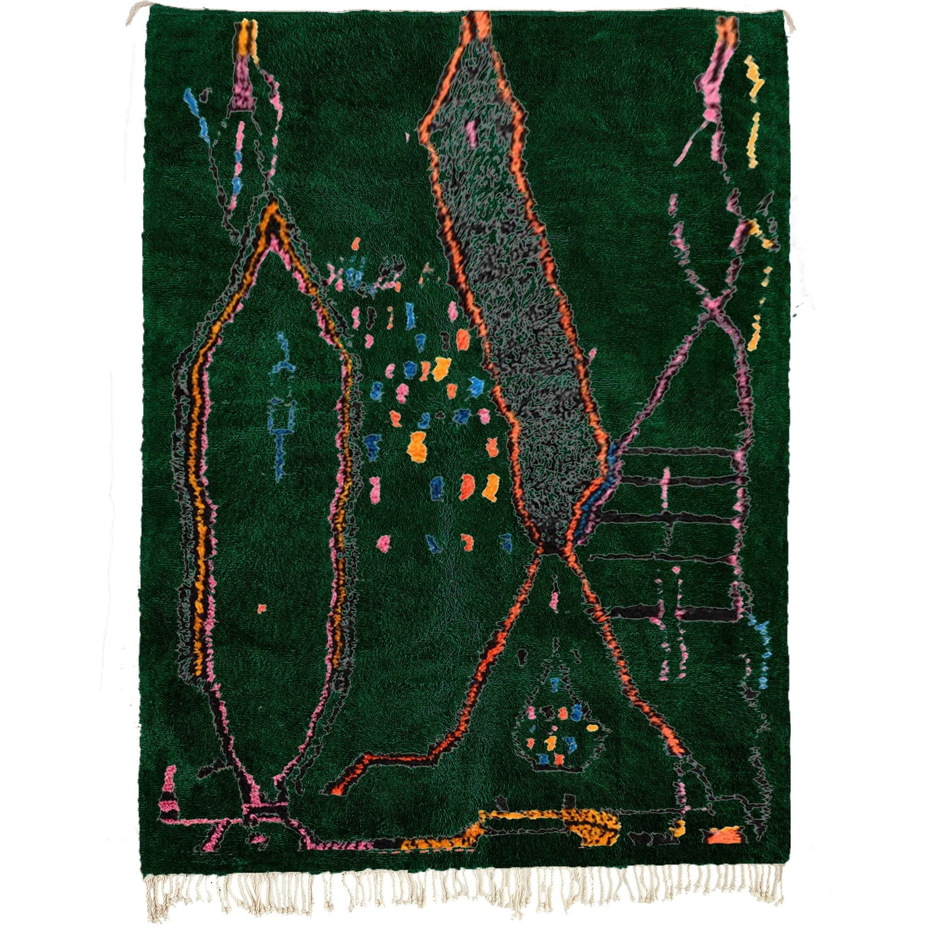 سجادة مغربية مصنوعة يدويًا من الصوف بحجم مخصص - سجادة منطقة عصرية باللون الأخضر الزمردي لغرفة المعيشة وغرفة النوم - بربر - Image 2