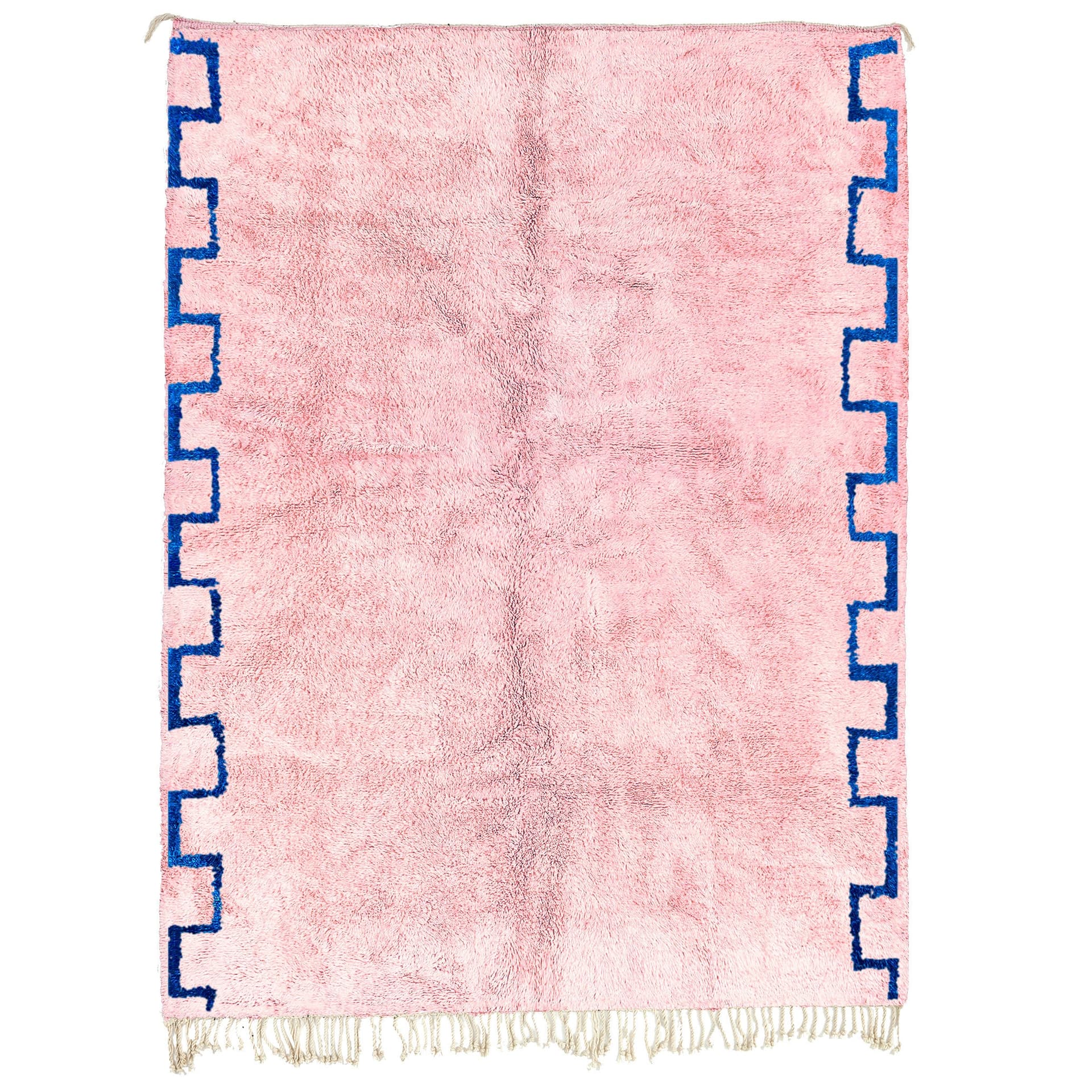 Marokkanischer Teppich Mrirt 8x10 Wolle Blush Pink Kobalt Blau Minimalistisch Boho Wohnzimmer - Image 2