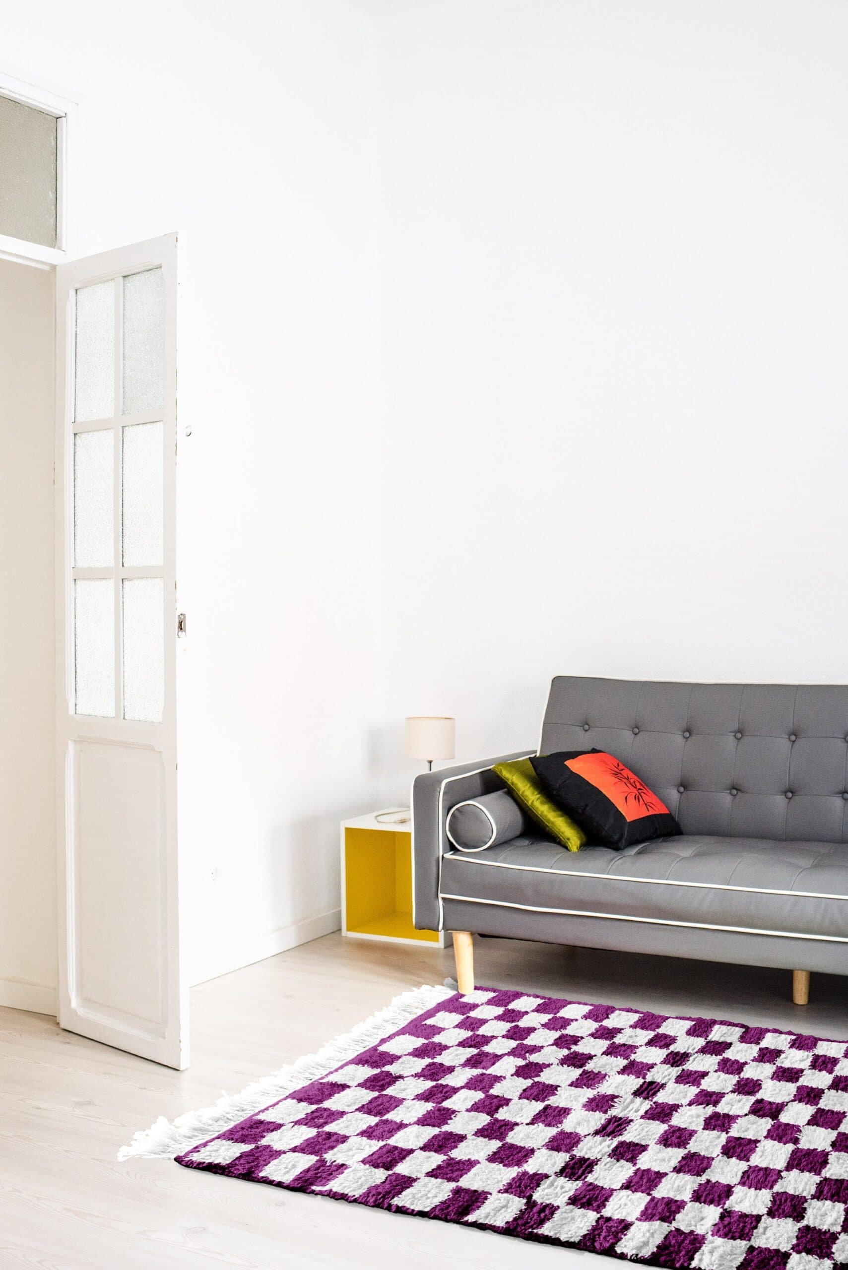 Alfombra Marroquí Hecha a Mano de Lana 8x10 - Alfombra de Área a Rayas Marfil y Ciruela Boho para Sala de Estar y Dormitorio - Mrirt - Image 4