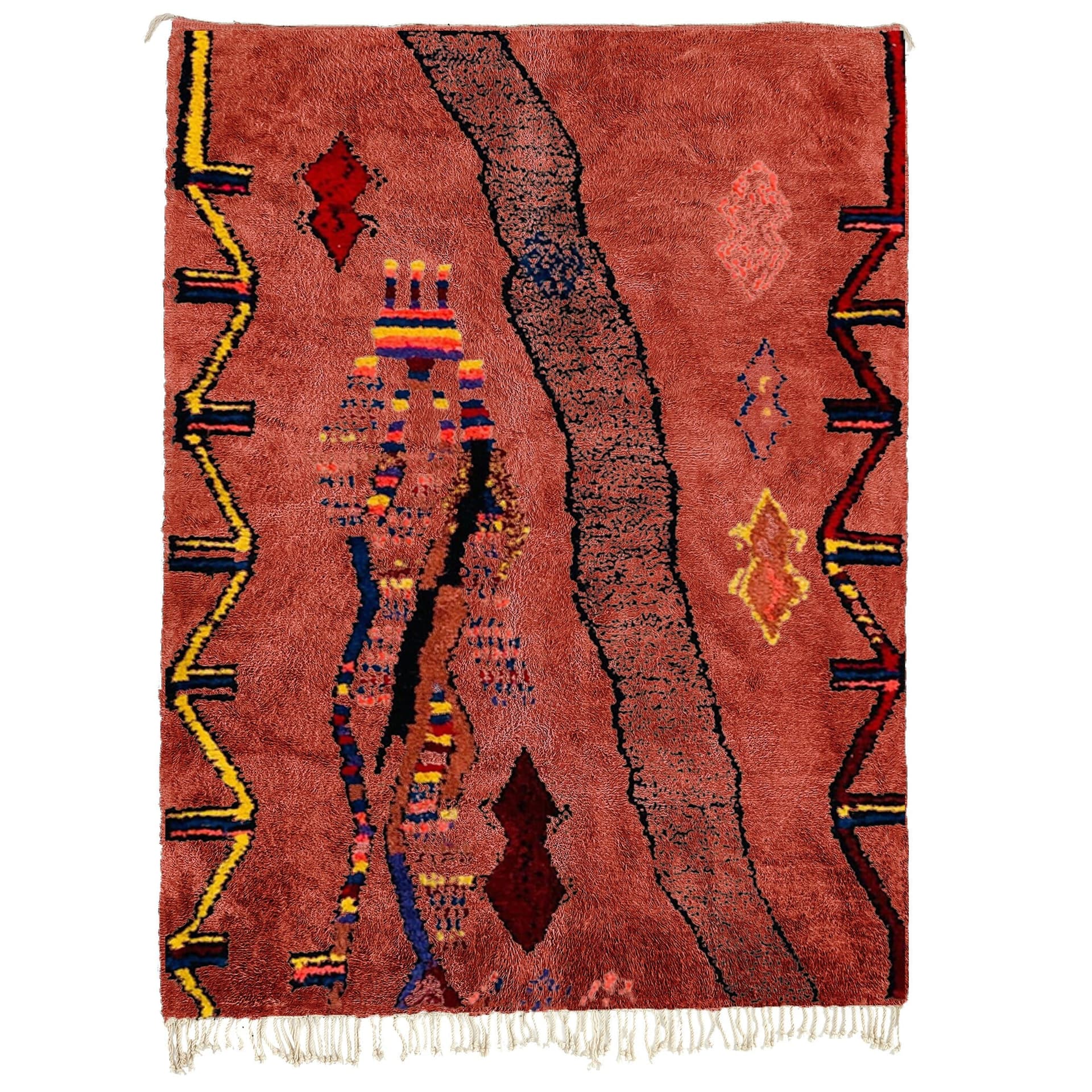 Alfombra Marroquí Boujaad 5x7 de Lana Terracota Óxido Multicolor Tribal Boho para Sala - Image 2