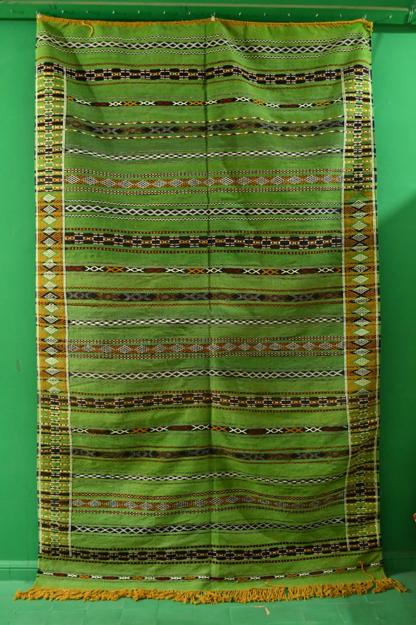 Moroccan Rug Handmade Wool 7x11 - Green Tribal Boho Area Rug for Living Room Bedroom - Zemmour - Image 2