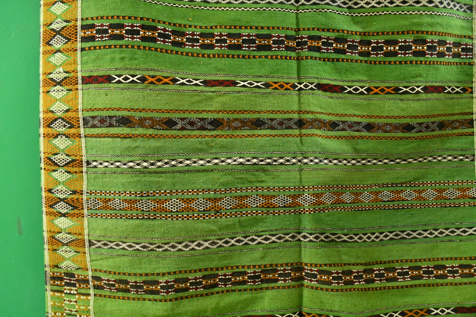 Moroccan Rug Handmade Wool 7x11 - Green Tribal Boho Area Rug for Living Room Bedroom - Zemmour - Image 3