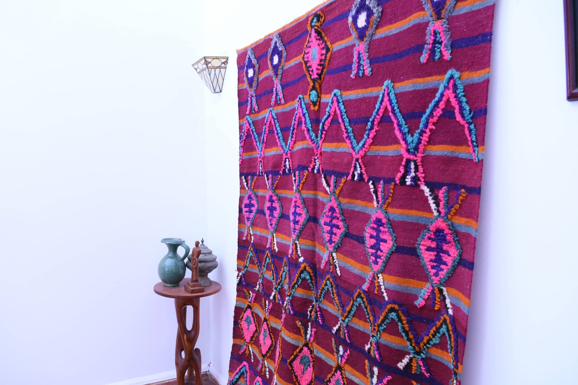 Handmade Moroccan Talsint Rug in Pink Wool - 150x246cm Unique Design - Image 3