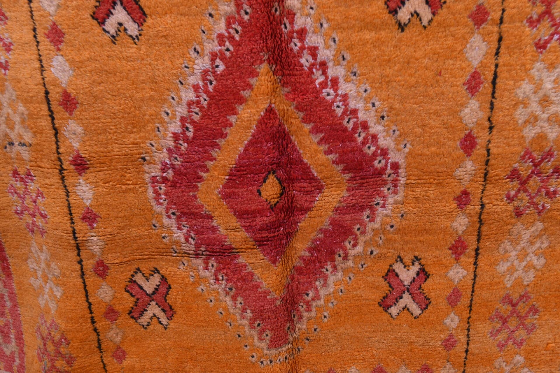 Handmade Moroccan Azilal Wool Rug - Vibrant Orange, 173x270 cm, Bohemian Style - Image 2