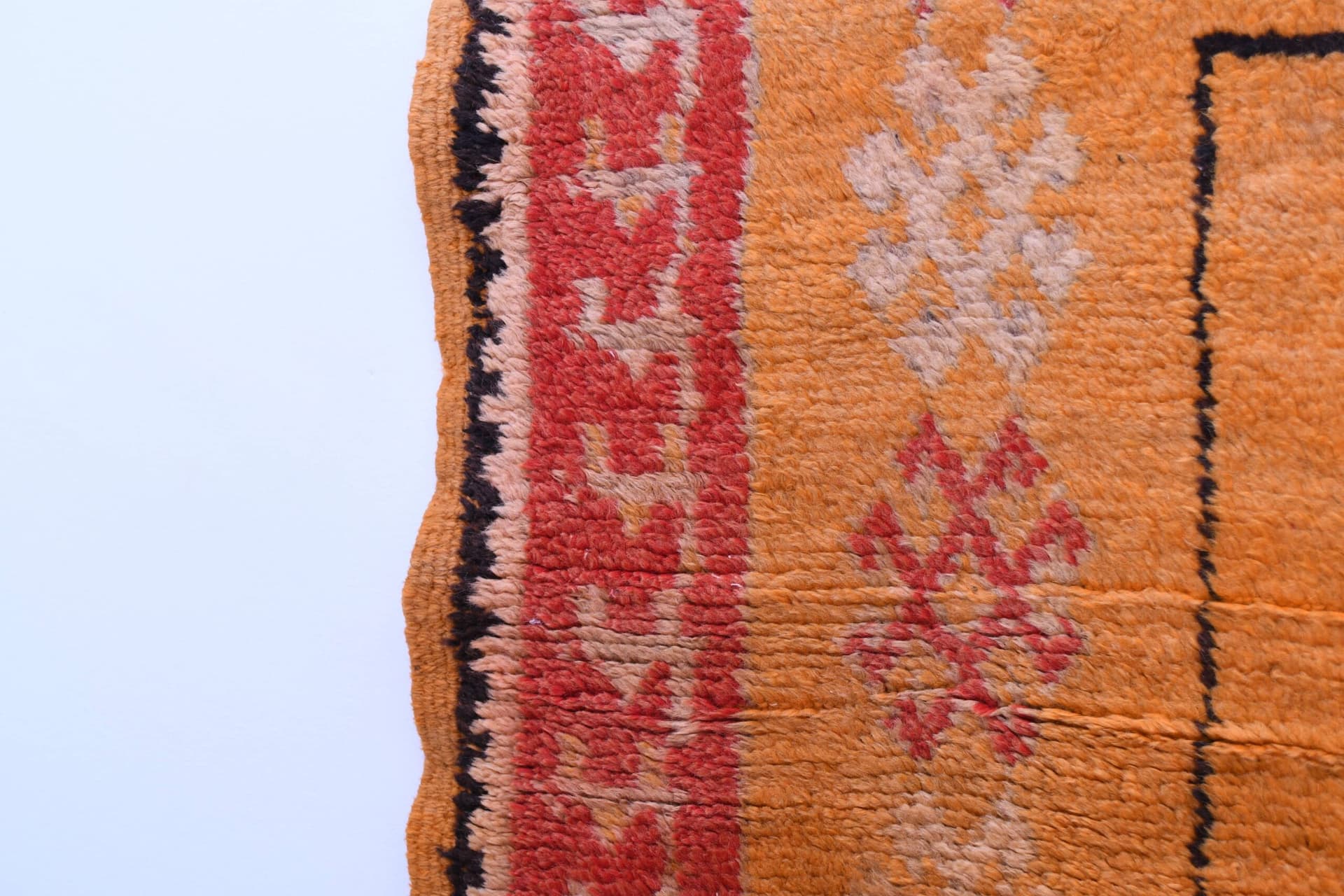 Handmade Moroccan Azilal Wool Rug - Vibrant Orange, 173x270 cm, Bohemian Style - Image 8