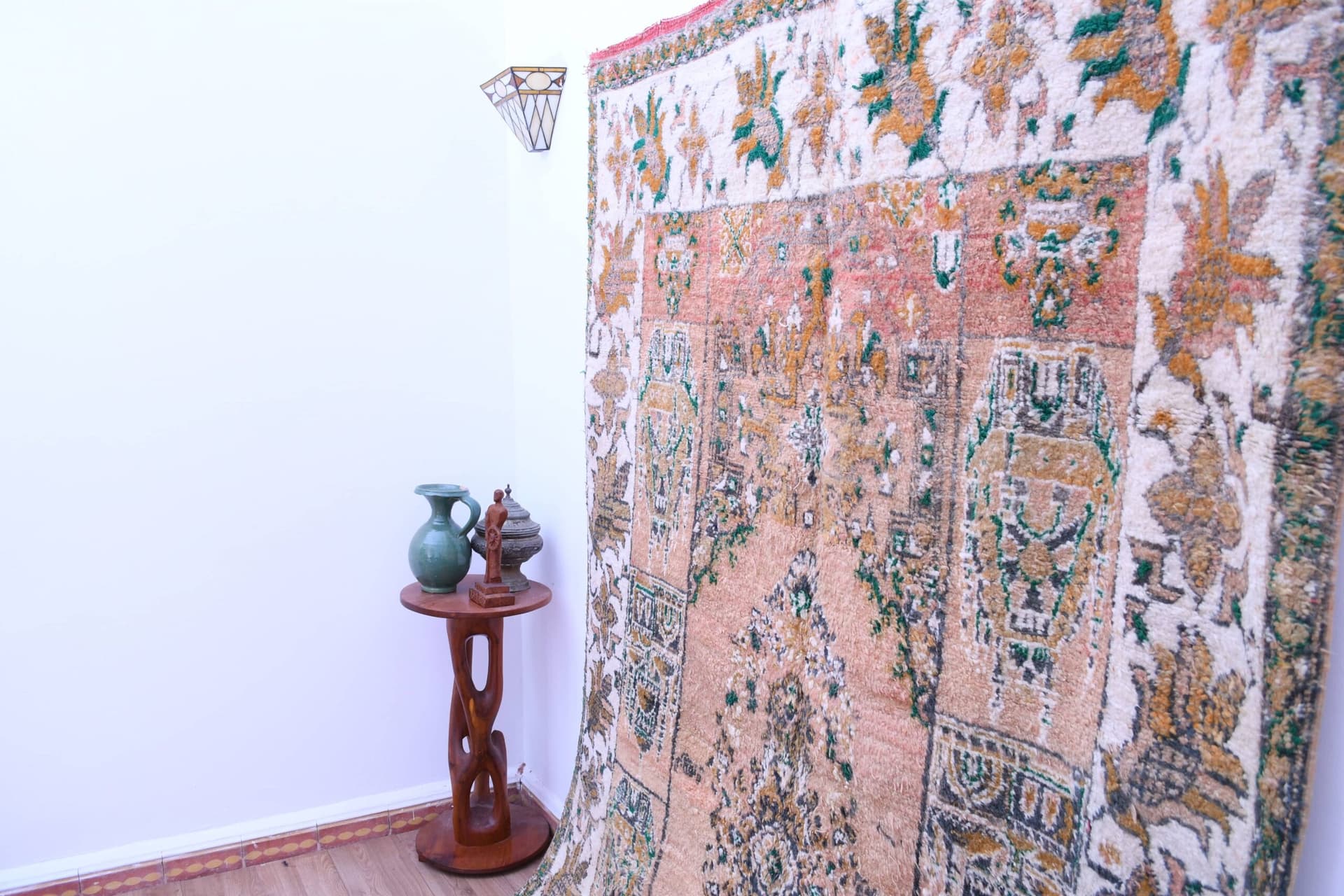 Authentic Moroccan Rabati Rug 176x299 cm - Peach Wool Handmade Beauty - Image 6