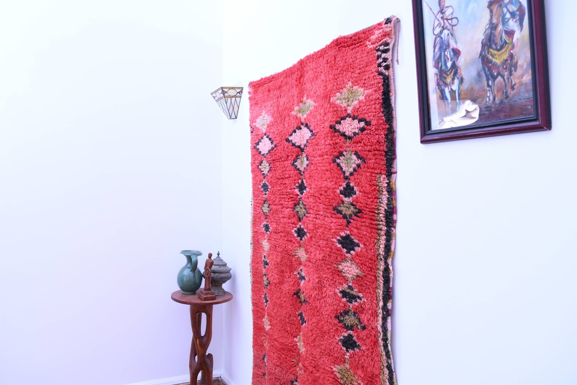 Exquisite Red Moroccan Talsint Wool Rug - 134x200cm Handmade Bohemian Decor - Image 2