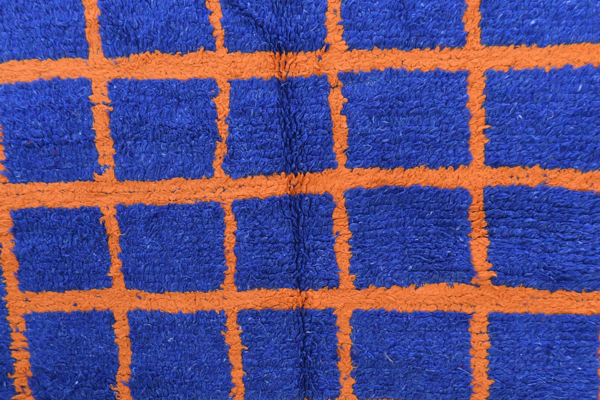 Handmade Blue Moroccan Boujaad Wool Rug 118x238cm - Bold Geometric Design - Image 5