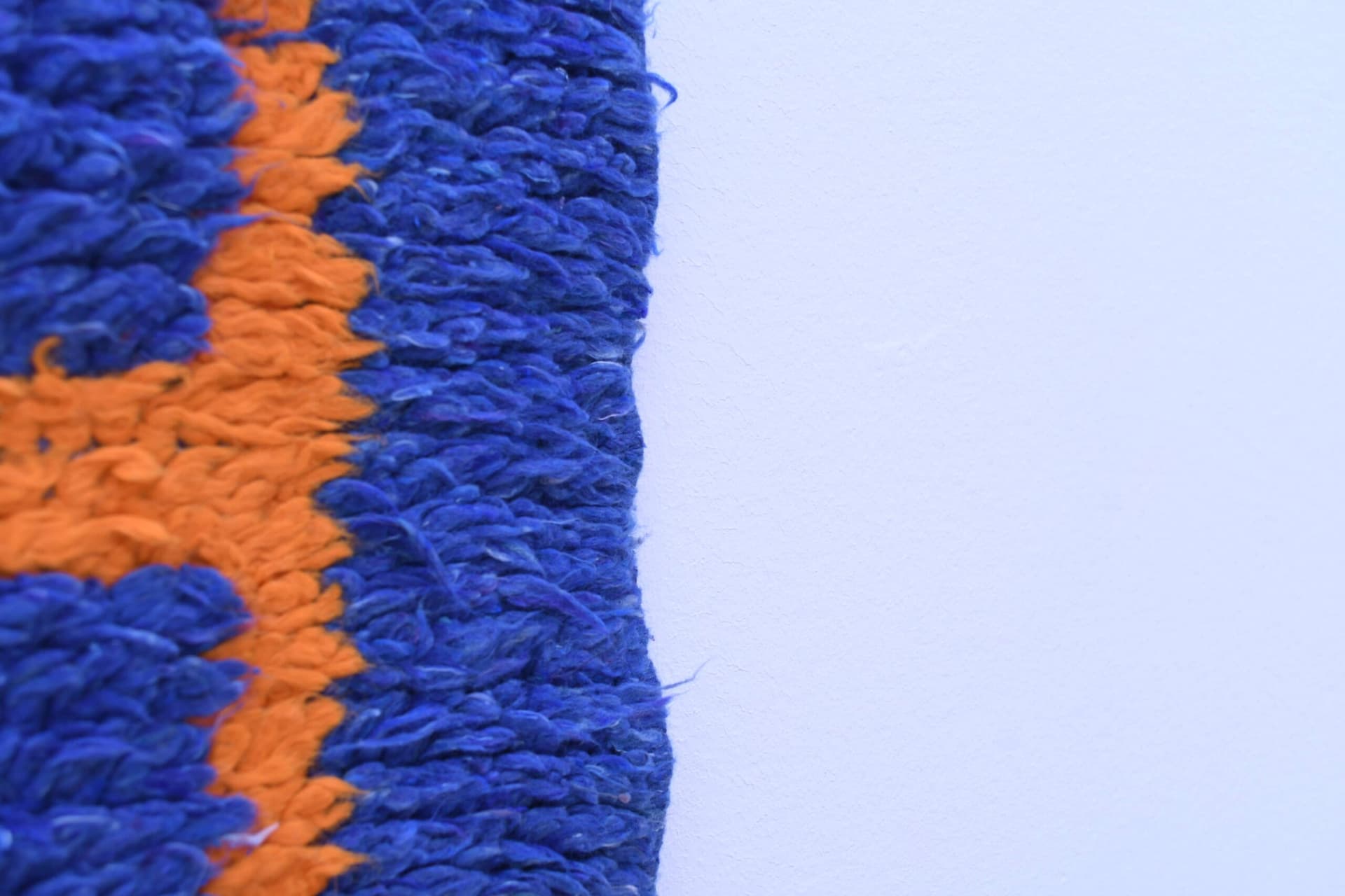 Handmade Blue Moroccan Boujaad Wool Rug 118x238cm - Bold Geometric Design - Image 9