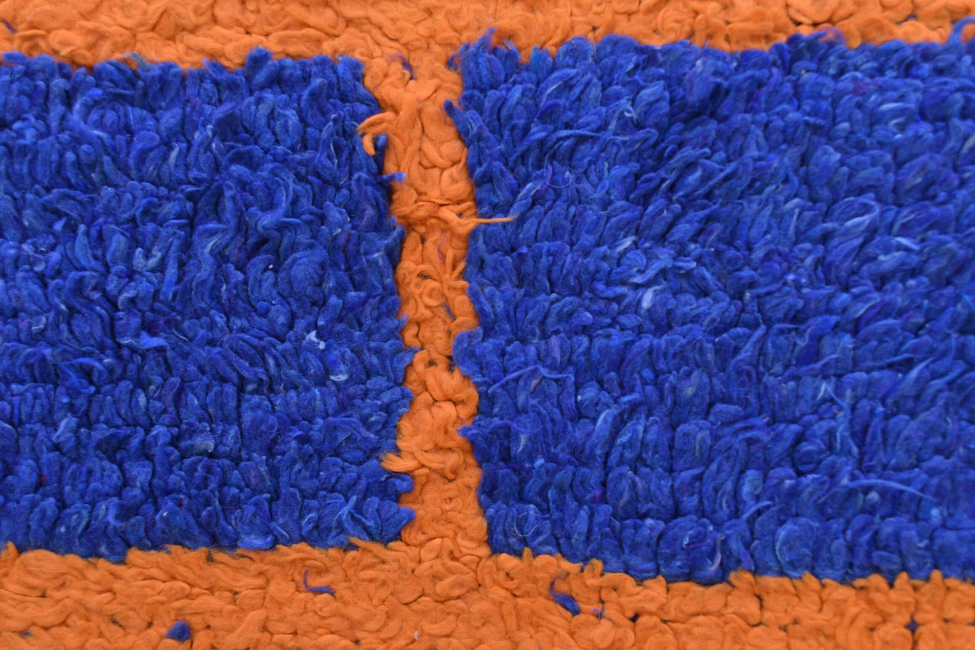 Handmade Blue Moroccan Boujaad Wool Rug 118x238cm - Bold Geometric Design - Image 10