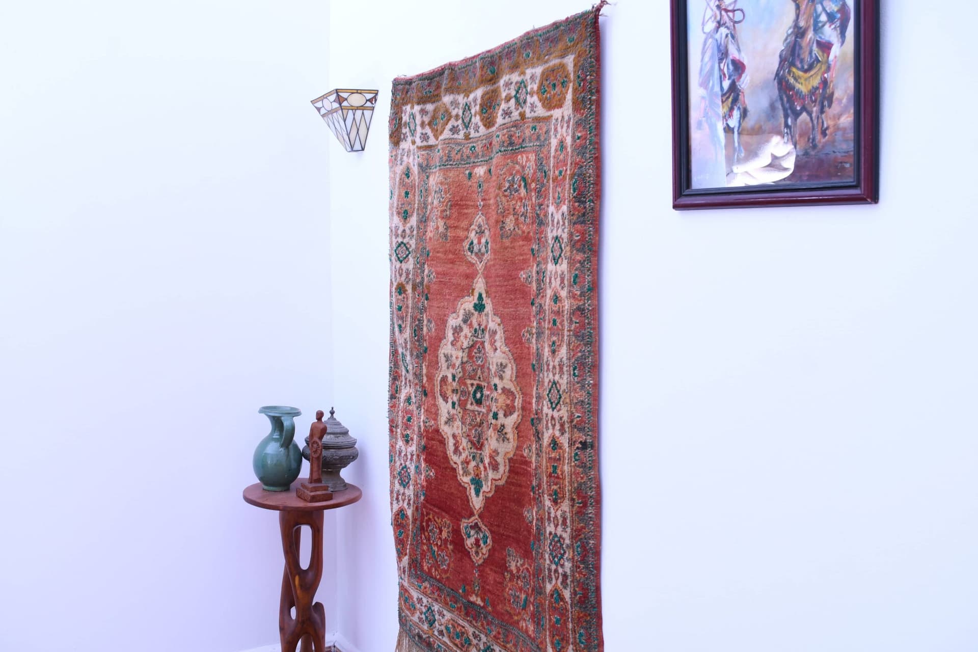 Authentic Moroccan Rabati Wool Rug 106x178cm - Rich Red with Intricate Patterns - Image 2