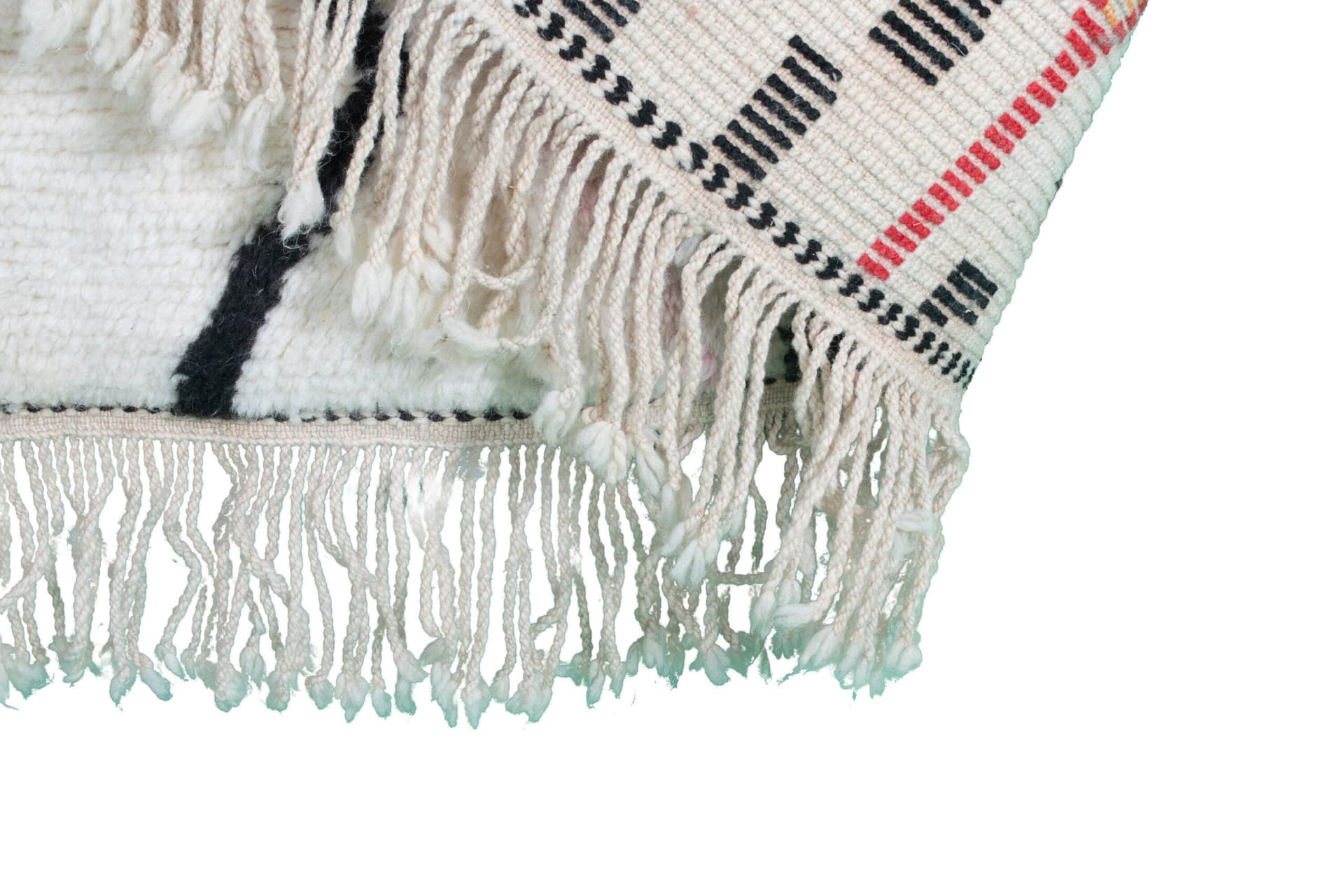 Moroccan Rug Azilal 4x6 Wool Cream White Black Multicolor Boho Living Room - Image 11