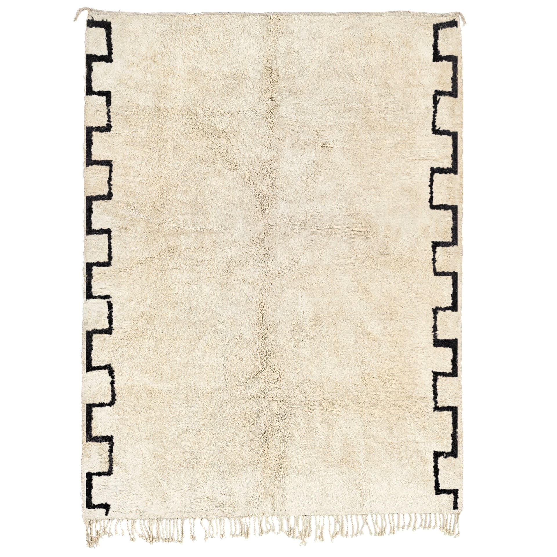 Moroccan Rug Beni Ourain 5x8 Wool Black Ivory Minimalist Living Room - Image 2