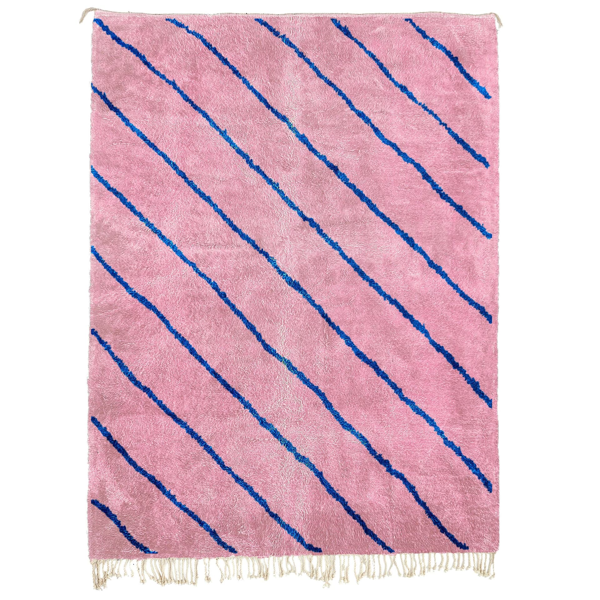 Moroccan Rug Mrirt 8x10 Wool Pink Blue Minimalist Living Room - Image 2