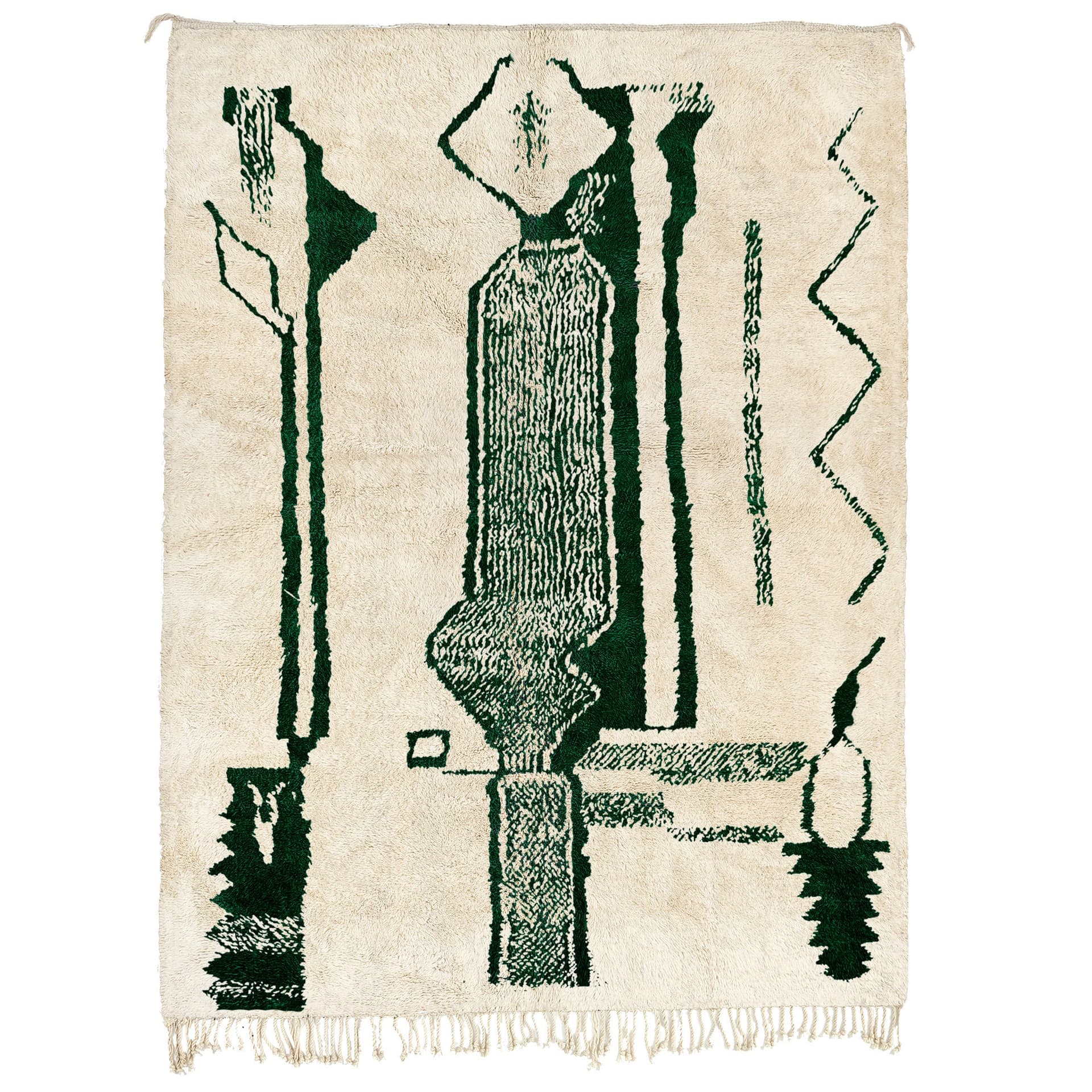 Moroccan Rug Handmade Wool 8x10 - Ivory Green Modern Boho Area Rug for Living Room Bedroom Beni Ourain - Image 2