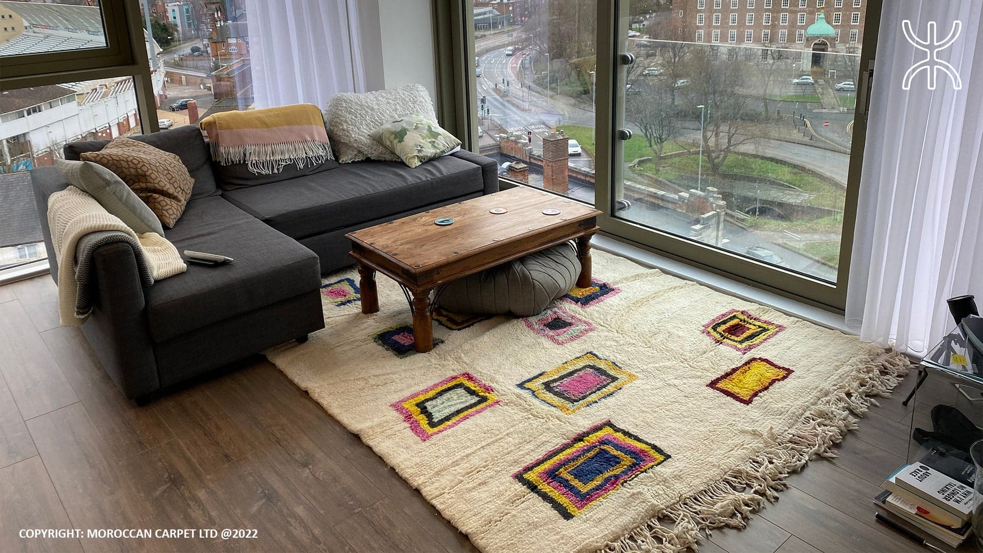Modern Beni Ourain Moroccan rug in living space