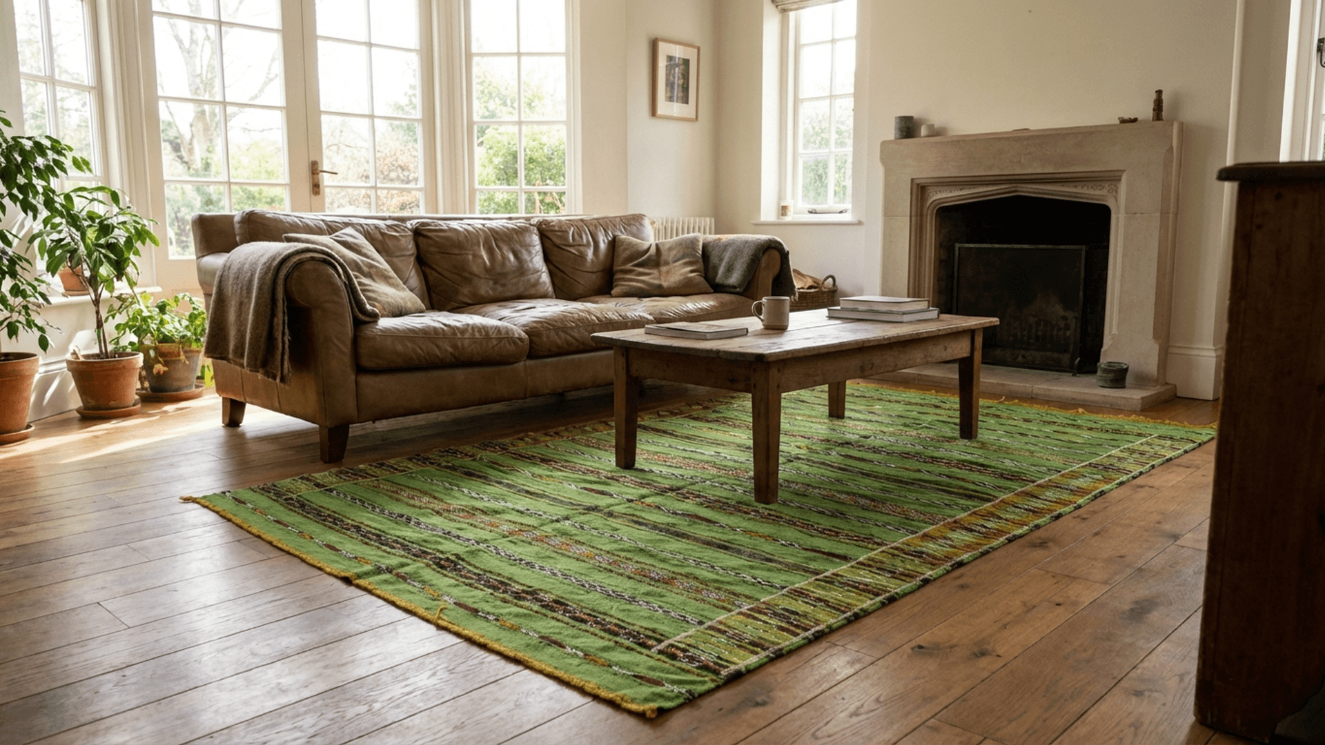 Moroccan Rug Handmade Wool 7x11 - Green Tribal Boho Area Rug for Living Room Bedroom - Zemmour
