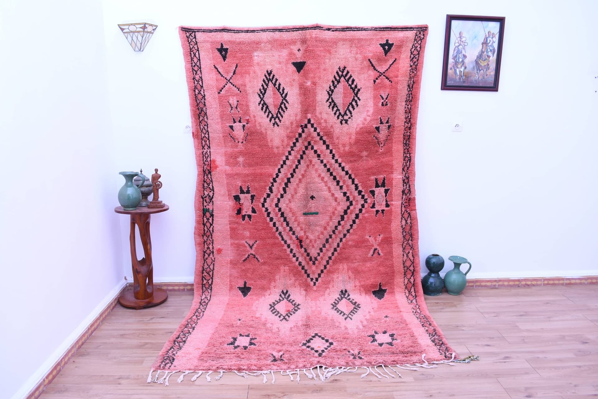 Authentic Red Moroccan Wool Rug - Mediouna Style 179x316cm, Handcrafted Elegance